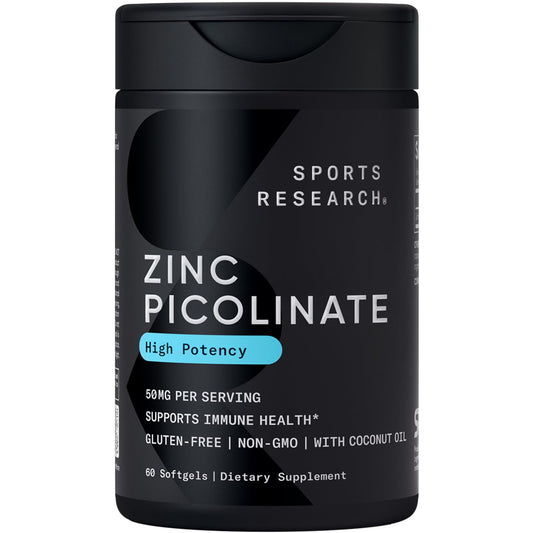 Sports Research frasco frontal mostrando etiqueta y cantidad 60 softgels