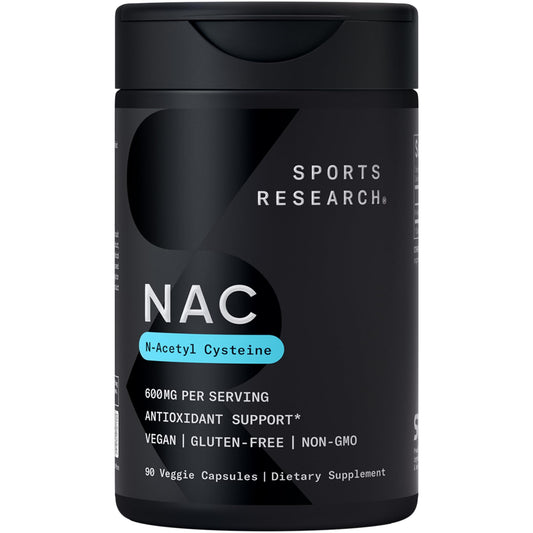 Sports Research frasco frontal mostrando etiqueta y beneficios claros