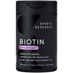 Sports Research frasco frontal mostrando etiqueta y beneficio de pureza
