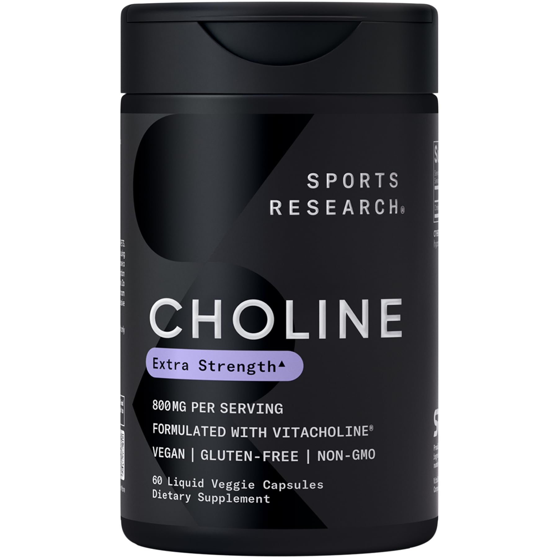 Sports Research botella frontal mostrando etiqueta clara y potencia