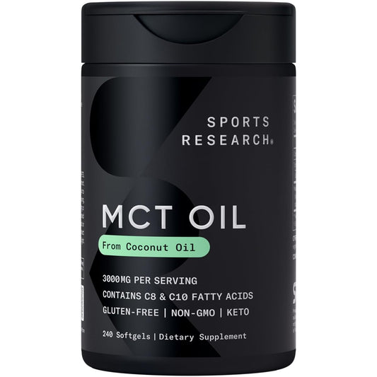 Sports Research frasco frontal de cápsulas MCT para fácil identificación y ahorro