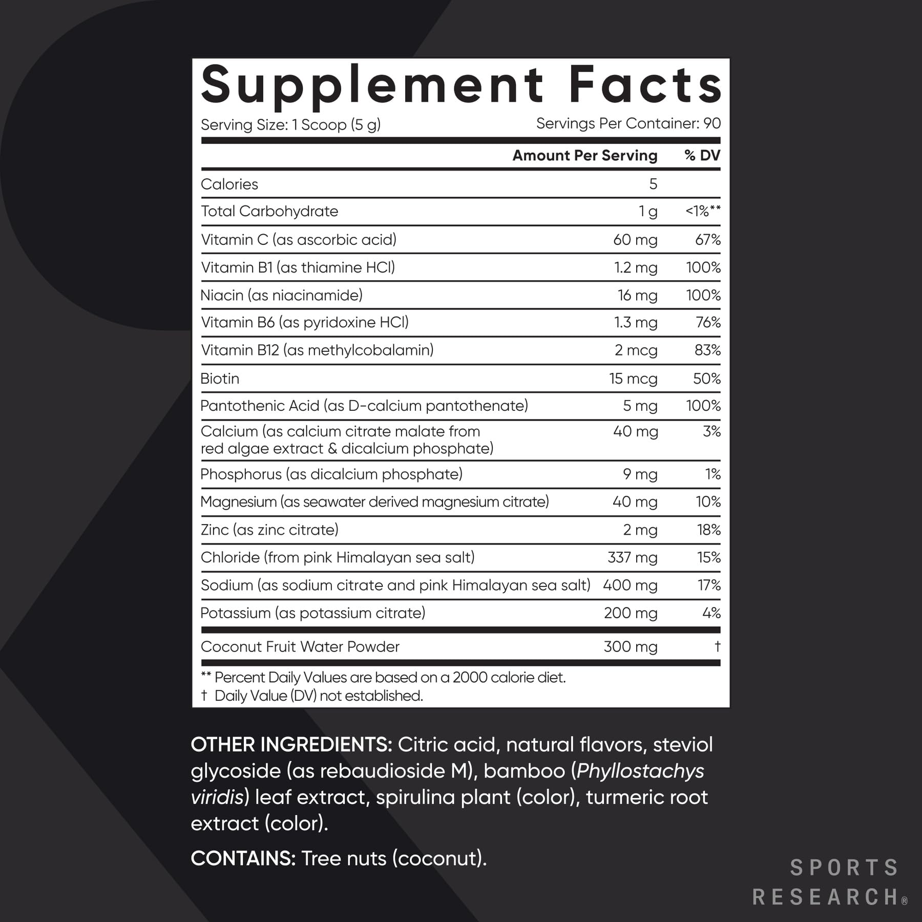Sports Research limones y coco junto al tarro resaltando sabor natural y minerales