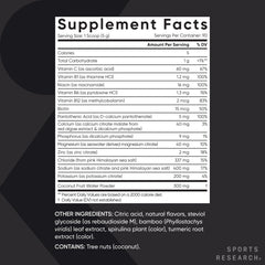 Sports Research limones y coco junto al tarro resaltando sabor natural y minerales