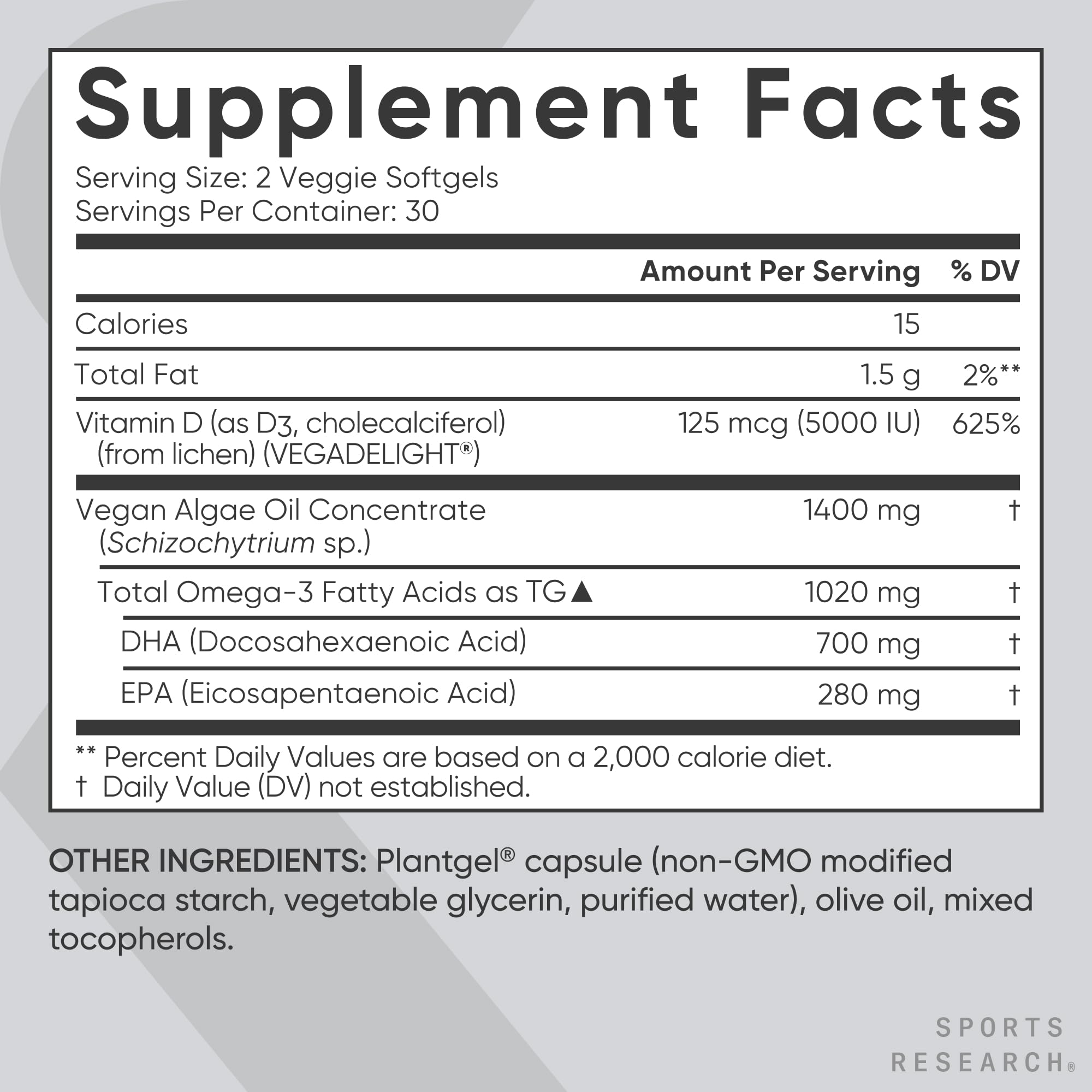 Sports Research etiqueta con dosis y beneficios, clara lectura de ingredientes