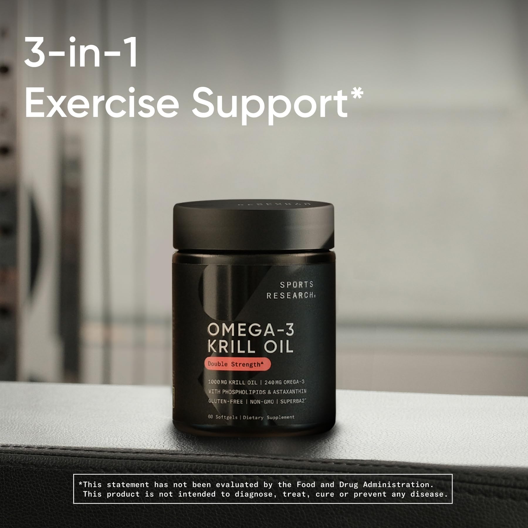 Sports Research botella abierta con softgels expuestos para uso diario