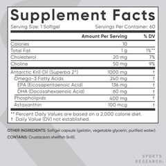 Sports Research etiqueta con ingredientes y certificaciones legibles