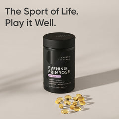 Sports Research botella abierta con mini-softgels visibles para visualizar cantidad y conservación