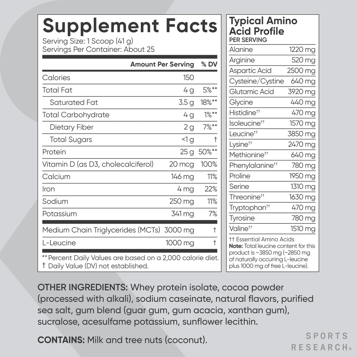 Sports Research scoop con porción de proteína, ayuda a medir 25 g por servicio con precisión