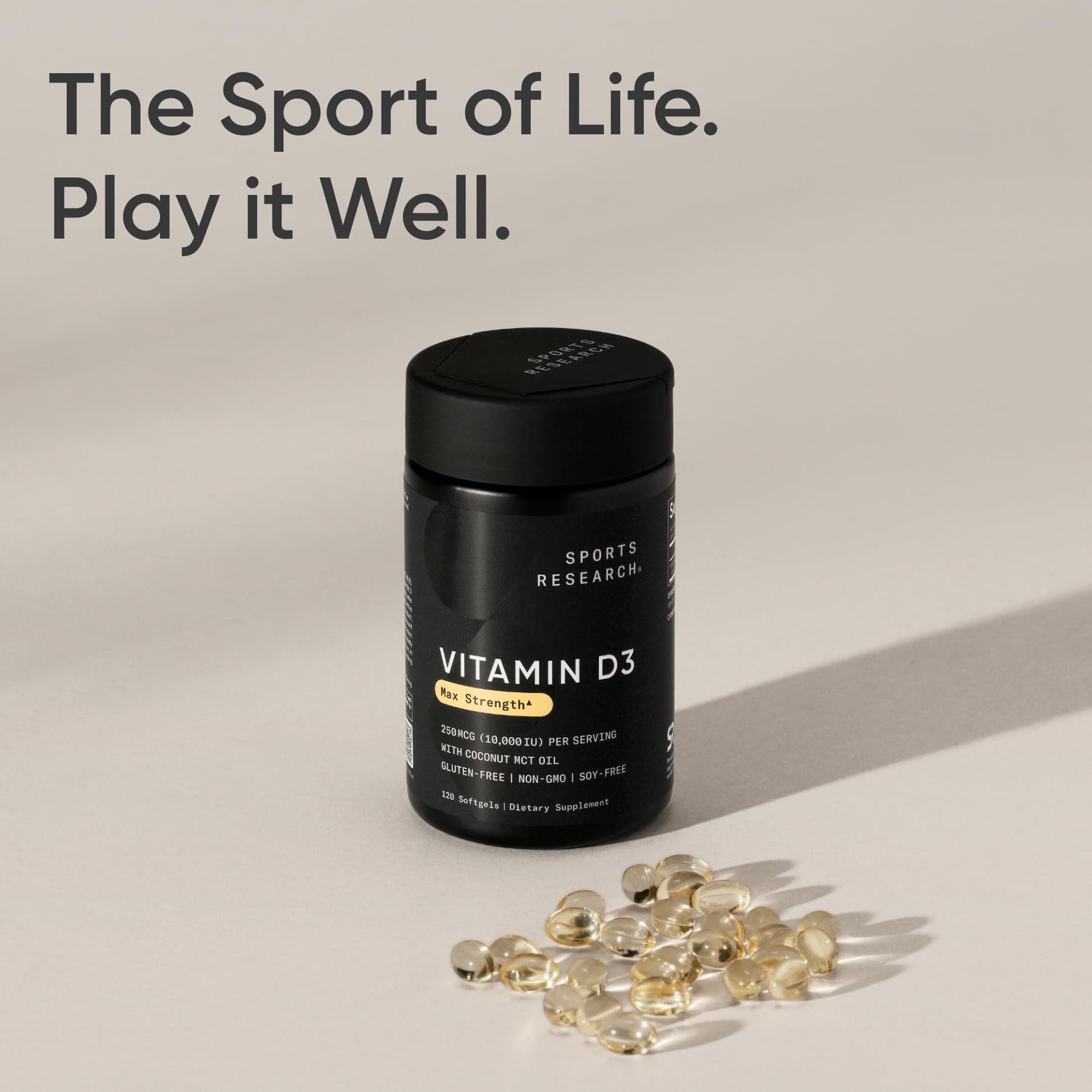 Sports Research softgel junto a comida para mejor absorción