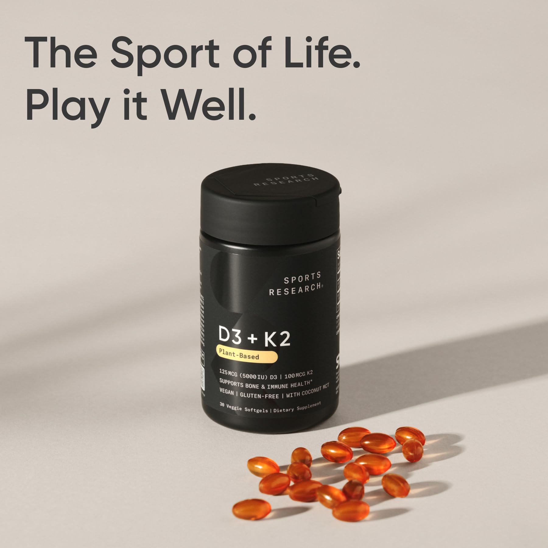 Sports Research cápsula junto a alimentos para consumir con comida