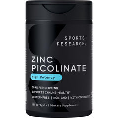 Sports Research frasco frontal mostrando 180 softgels y beneficio de suministro prolongado