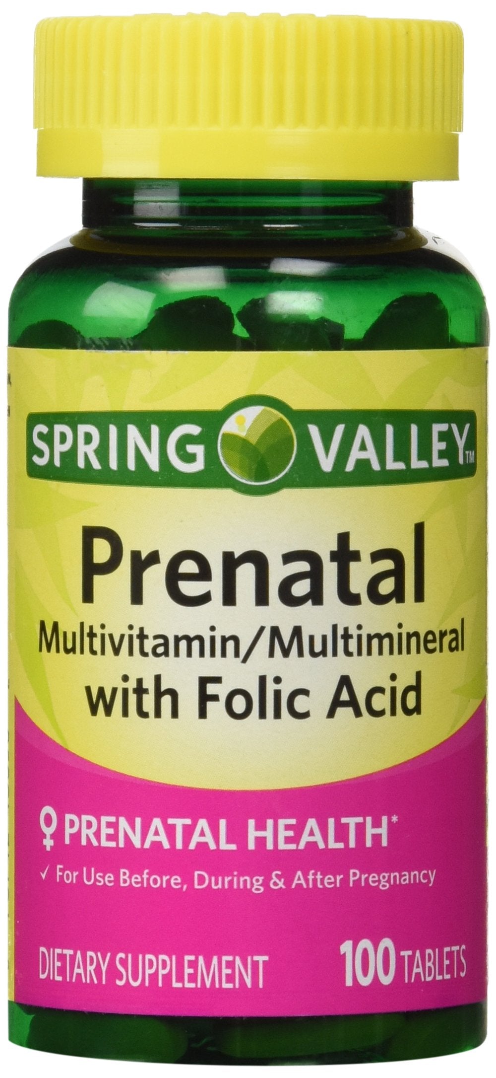 Spring Valley envase frontal mostrando tabletas y conveniencia diaria
