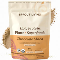 Sprout Living frasco frontal mostrando etiqueta y beneficios