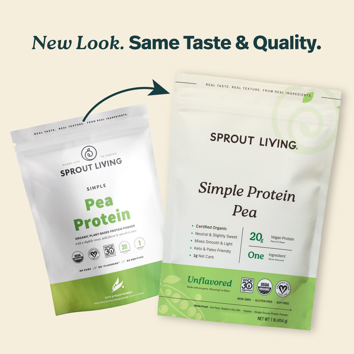 Sprout Living polvo de proteína textura fina, fácil disolver