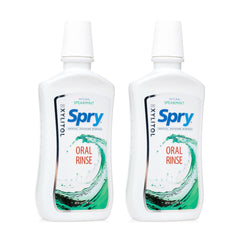 Spry enjuague bucal frontal pack de dos con menta verde, presenta aliento fresco