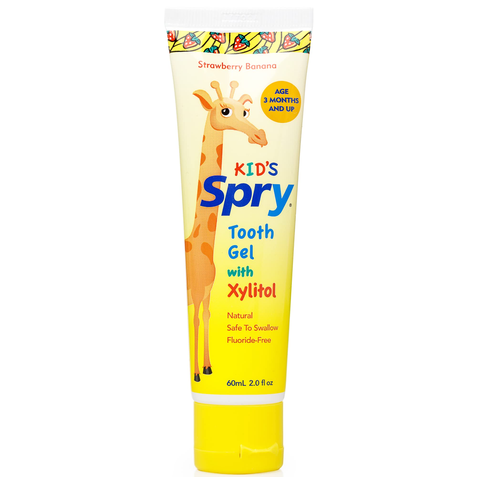 Spry gel dental frente del envase mostrando etiqueta y beneficio de sabor agradable