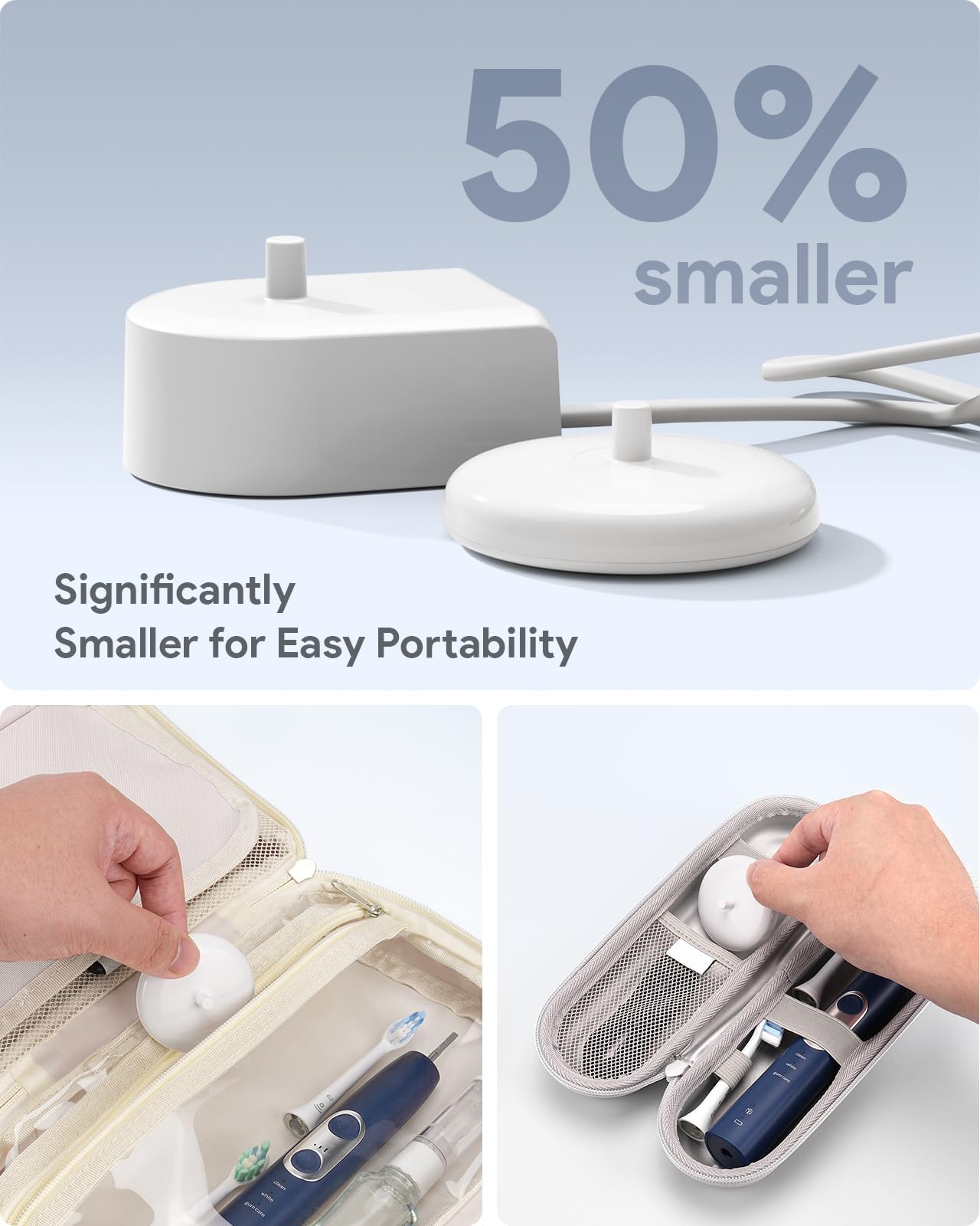 SQERO base en uso con cepillo Philips Sonicare carga inductiva sin contactos