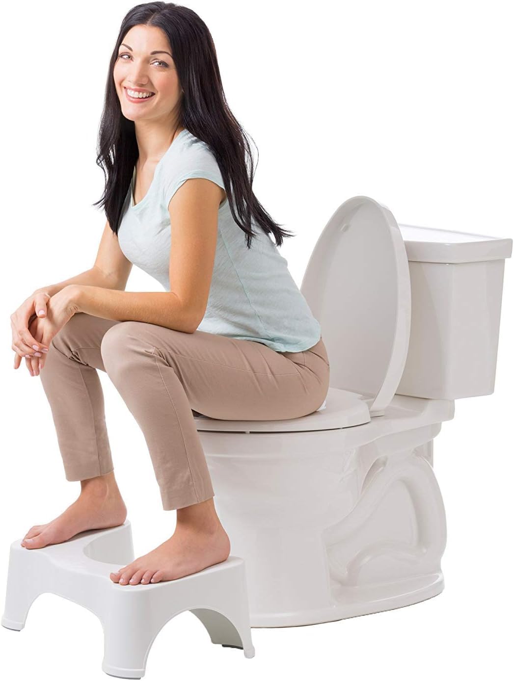 Comparación de tamaño Squatty Potty 7" junto a objeto cotidiano