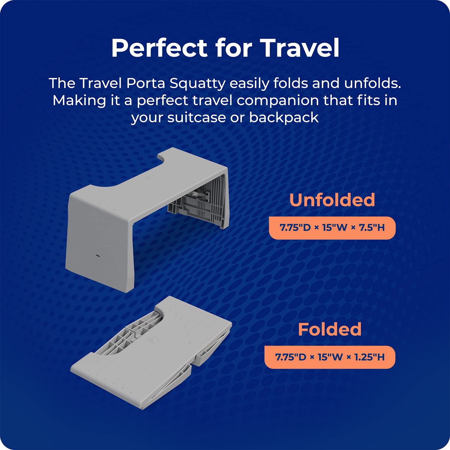 Squatty Potty en uso en habitación de hotel facilitando postura cómoda