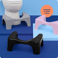 Squatty Potty encajada alrededor de la base del inodoro ajustable