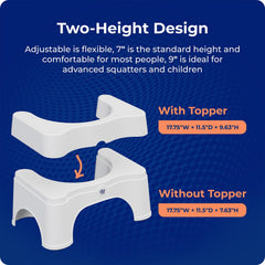 Squatty Potty detalle con medidas y dimensiones para confirmar compatibilidad