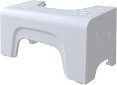 Squatty Potty vista frontal del producto blanco mostrando diseño compacto y beneficio de orden