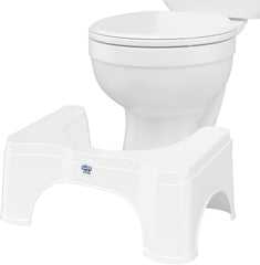 Squatty Potty vista frontal blanco, aporta postura ergonómica