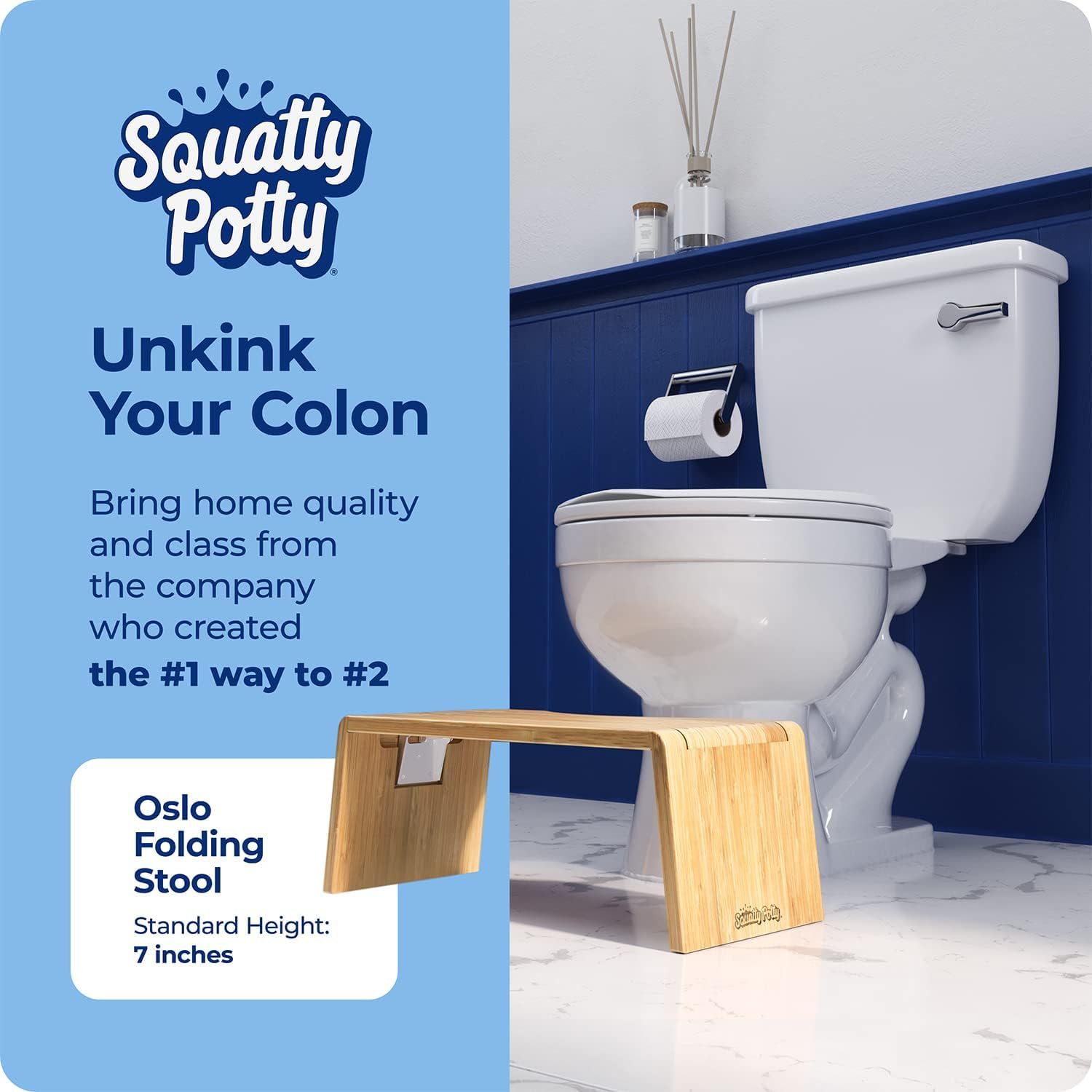 Squatty Potty Oslo bisagra y bloqueo mostrando seguridad y facilidad plegado