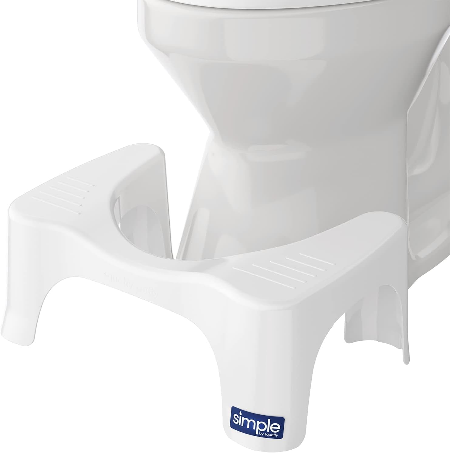 Squatty Potty vista frontal, diseño estable y discreto