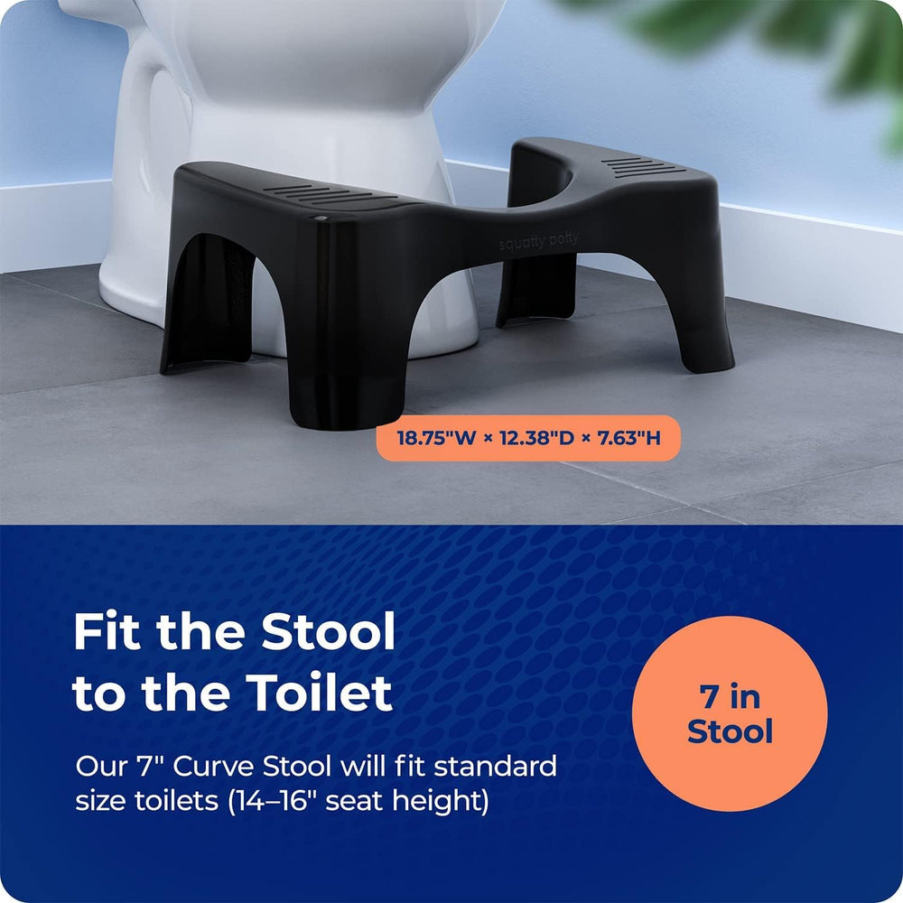 Squatty Potty vista lateral evidencia su forma curva y estabilidad
