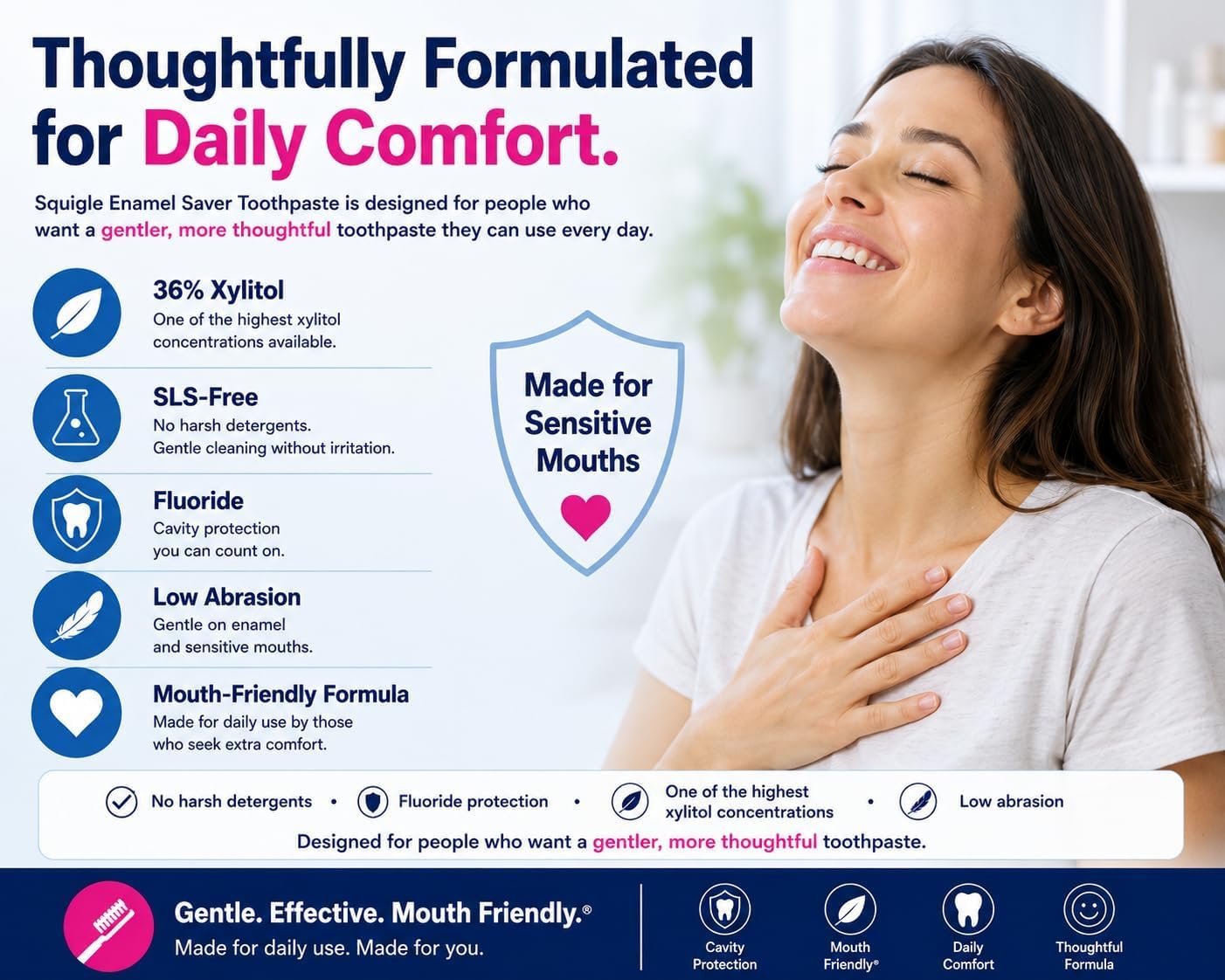 Squigle etiqueta con listado de ingredientes destacando 36% xilitol
