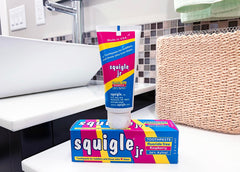 Etiqueta Squigle con ingredientes xilitol y nanocalcita visibles