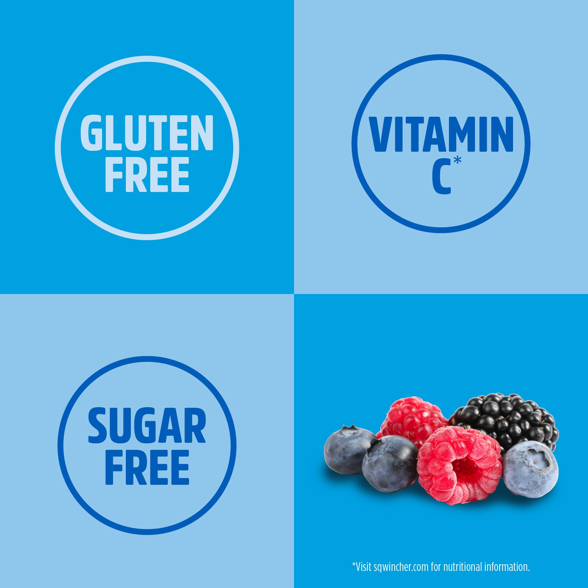 Sqwincher etiqueta nutricional visible con información sin azúcar