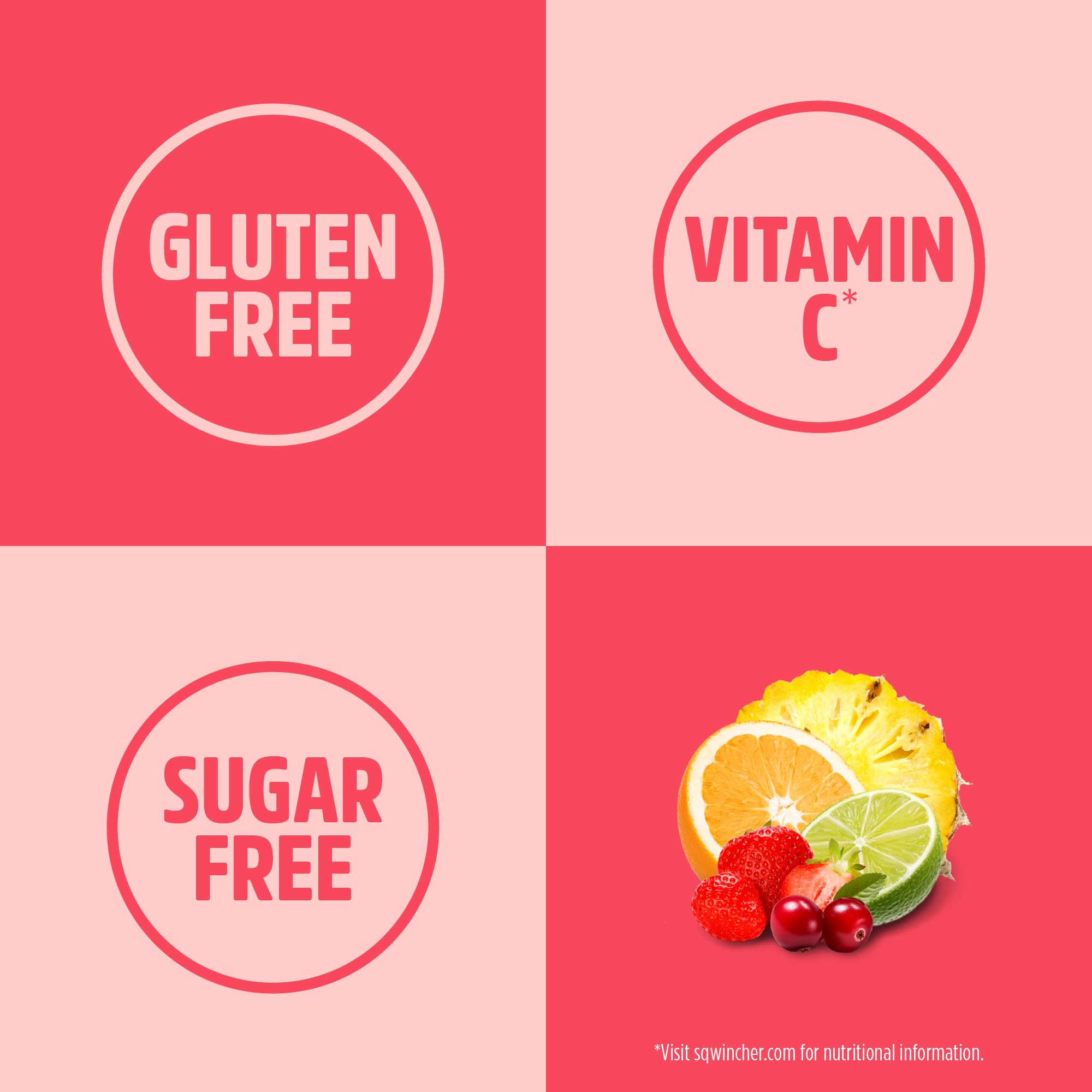Sqwincher etiqueta nutricional mostrando cero azúcar y bajo en calorías