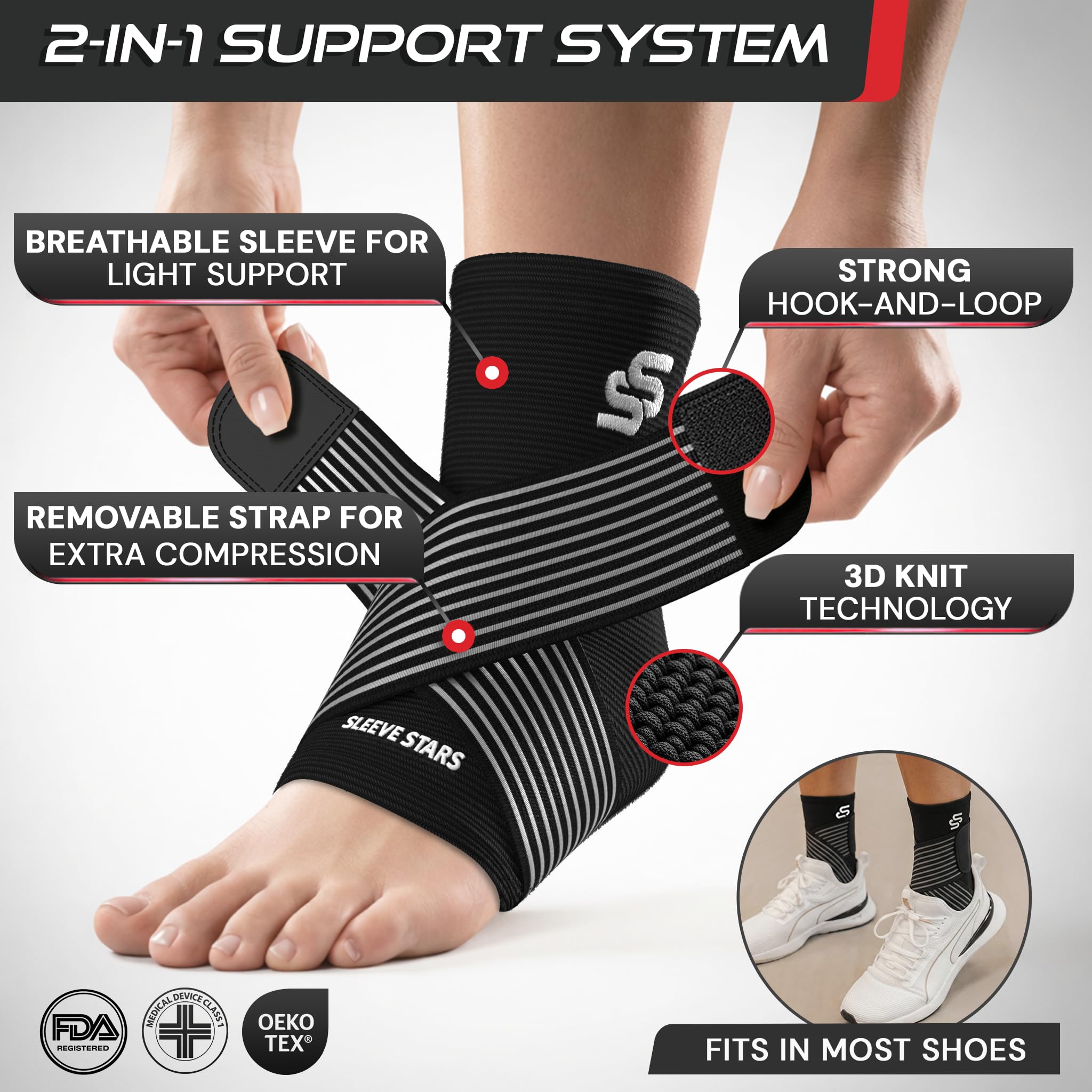 SS SLEEVE STARS detalle de la correa ajustable que permite compresión personalizada