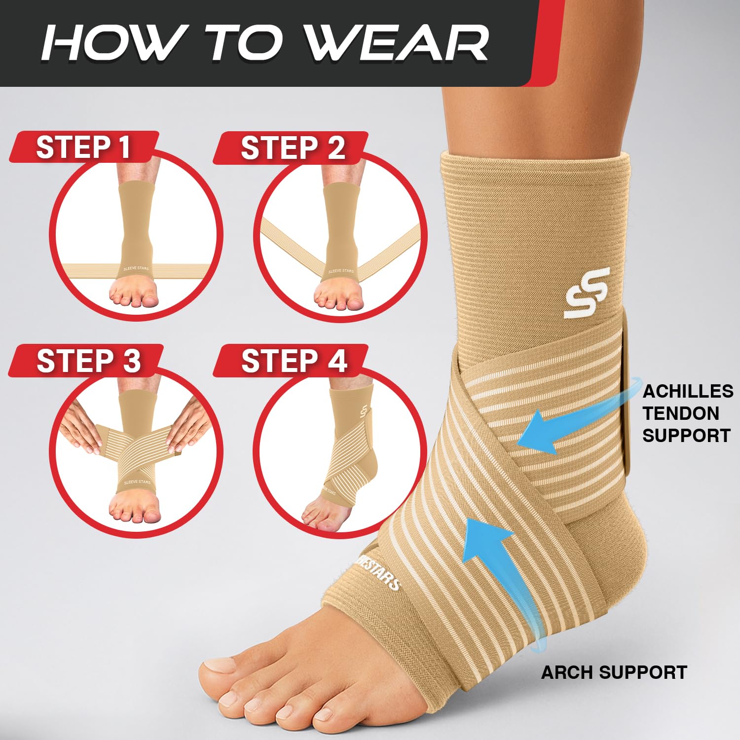 SS SLEEVE STARS inserto del arco en montaje, refuerzo focal para fascitis plantar