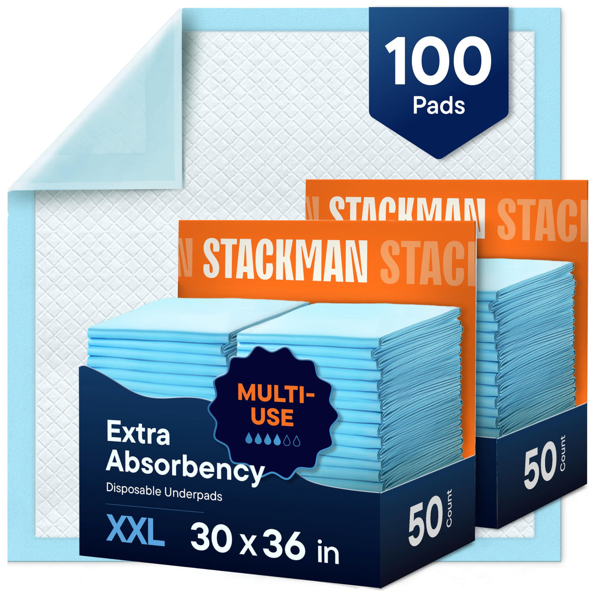 Stack Man empaque frontal del paquete 100 unidades, ahorro y protección