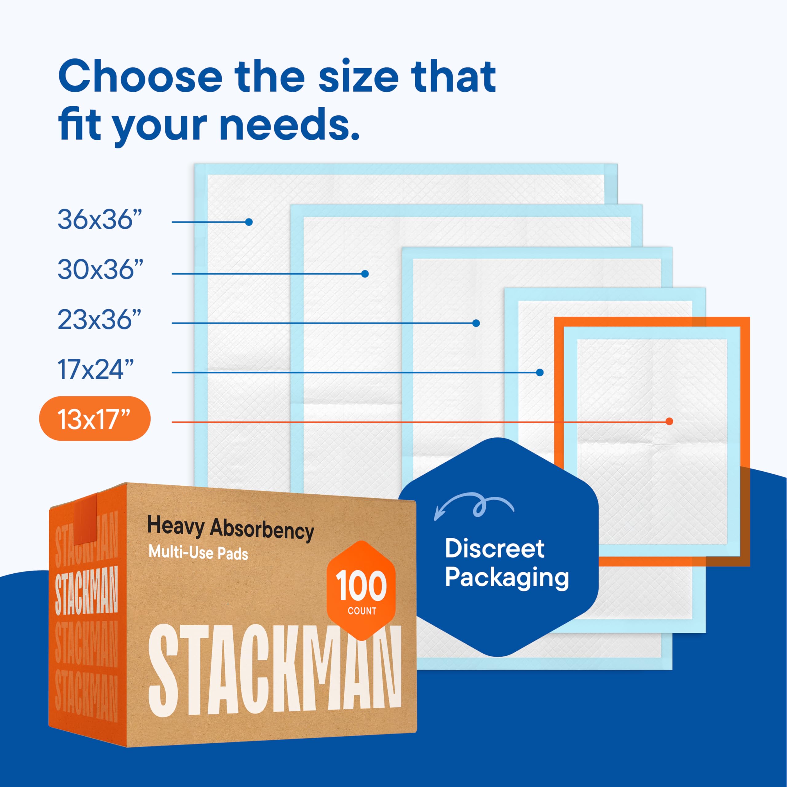 Stack Man comparación de tamaño con mano, dimensiones prácticas de 17x13"