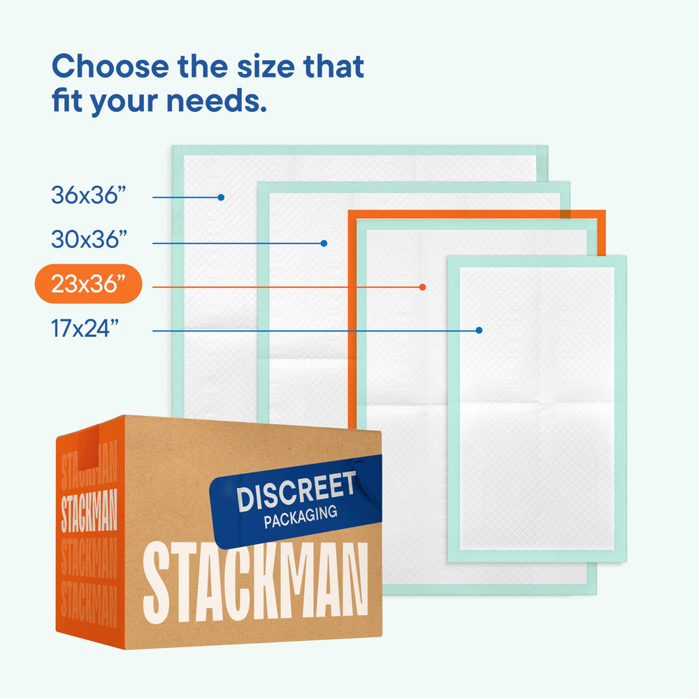 Stack Man comparación de tamaño 23x36 pulgadas para cubrir áreas amplias