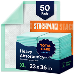 Stack Man paquete frontal mostrando 50 unidades y beneficio de protección inmediata