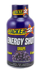 Stacker 2 detalle de botella abierta con líquido violeta, sabor uva y uso práctico