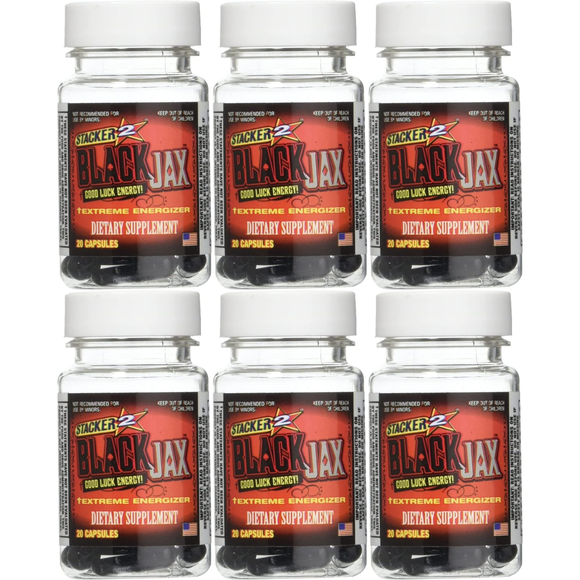 STACKER 2 Black Jax frontal del envase mostrando la marca y beneficio de energía