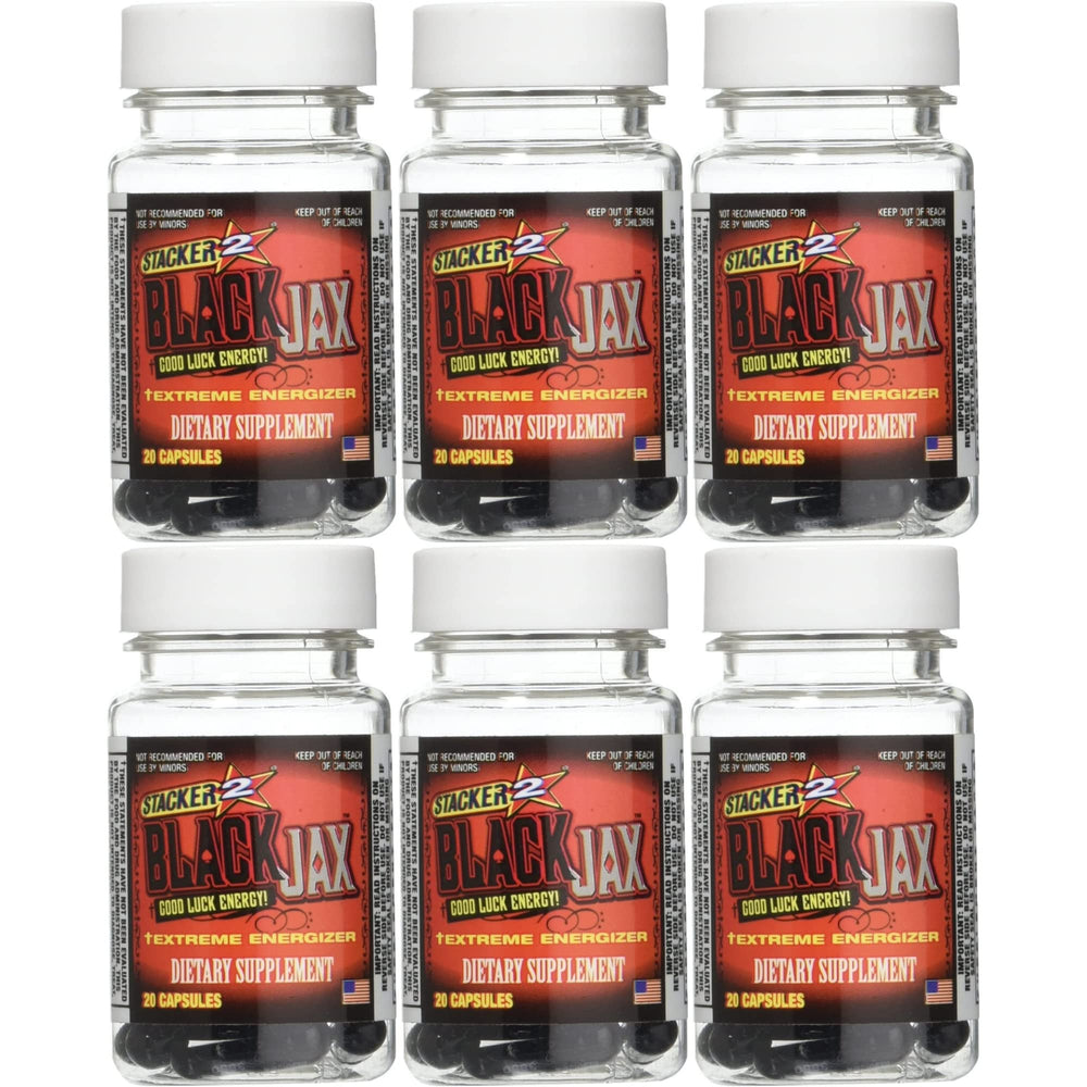 STACKER 2 Black Jax frontal del envase mostrando la marca y beneficio de energía