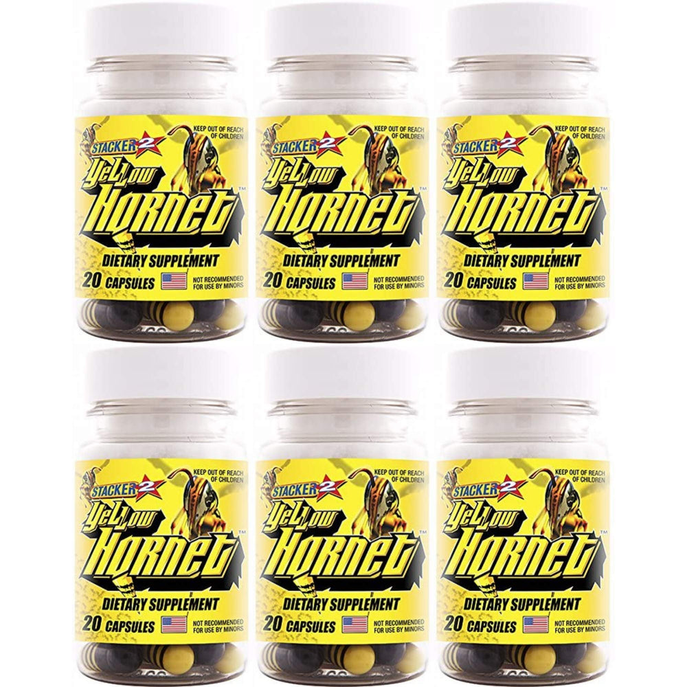 STACKER 2 frasco Yellow Hornet vista frontal muestra envase e impacto energizante