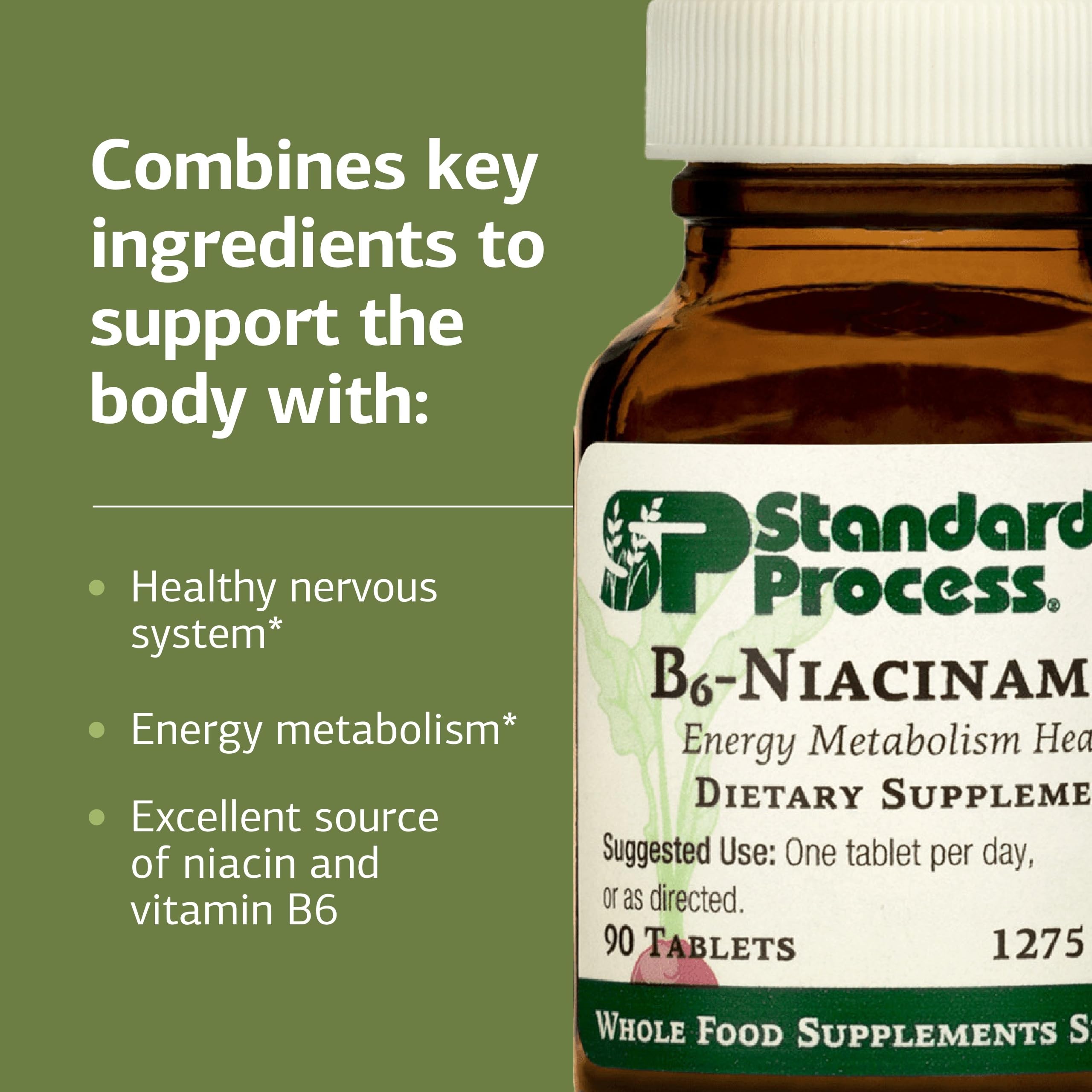 Standard Process etiqueta con lista de ingredientes y beneficios visibles