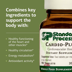 Standard Process Cardio-Plus tabletas en mano para comparar escala