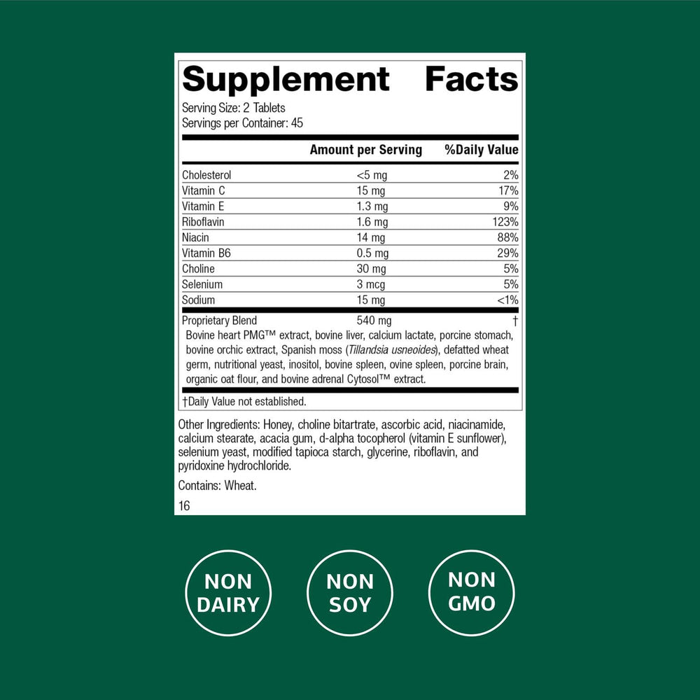 Standard Process Cardio-Plus primer plano de tabletas para tamaño y textura