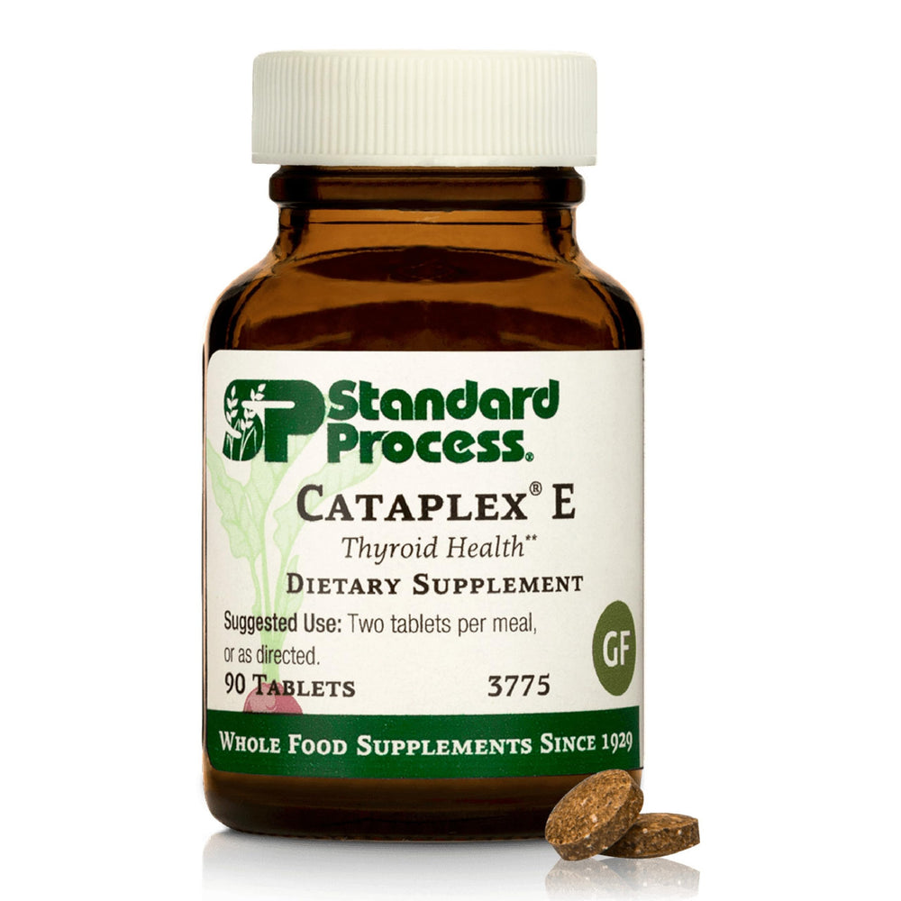 Standard Process Inc. frasco Cataplex E mostrando etiqueta clara y beneficios