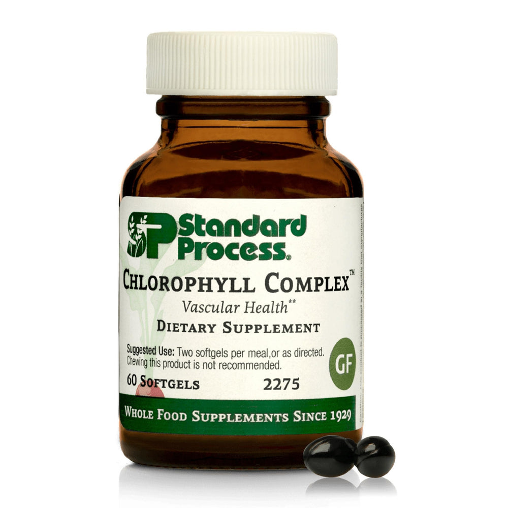 Standard Process botella frontal mostrando envase y 60 softgels como beneficio de conveniencia