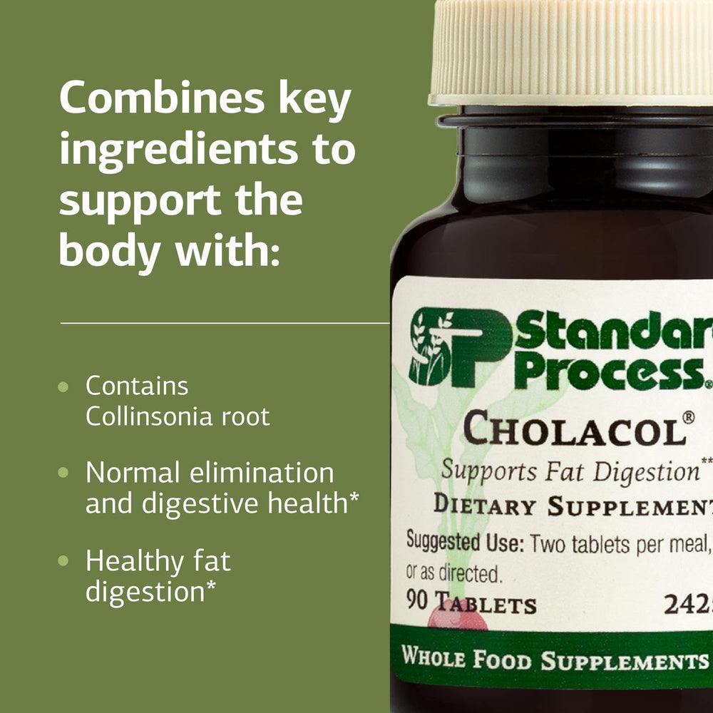 Standard Process Cholacol ingredientes con raíz de Collinsonia representando apoyo digestivo